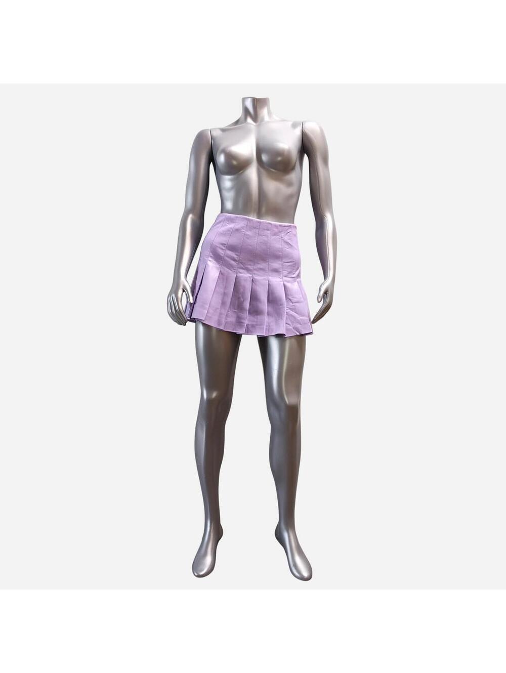 Alice + Olivia Womens Lavender Purple Leather Pleated Mini Skirt Size 0